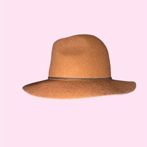 Women's Wide Brim Felt Fedora Hat - Camel